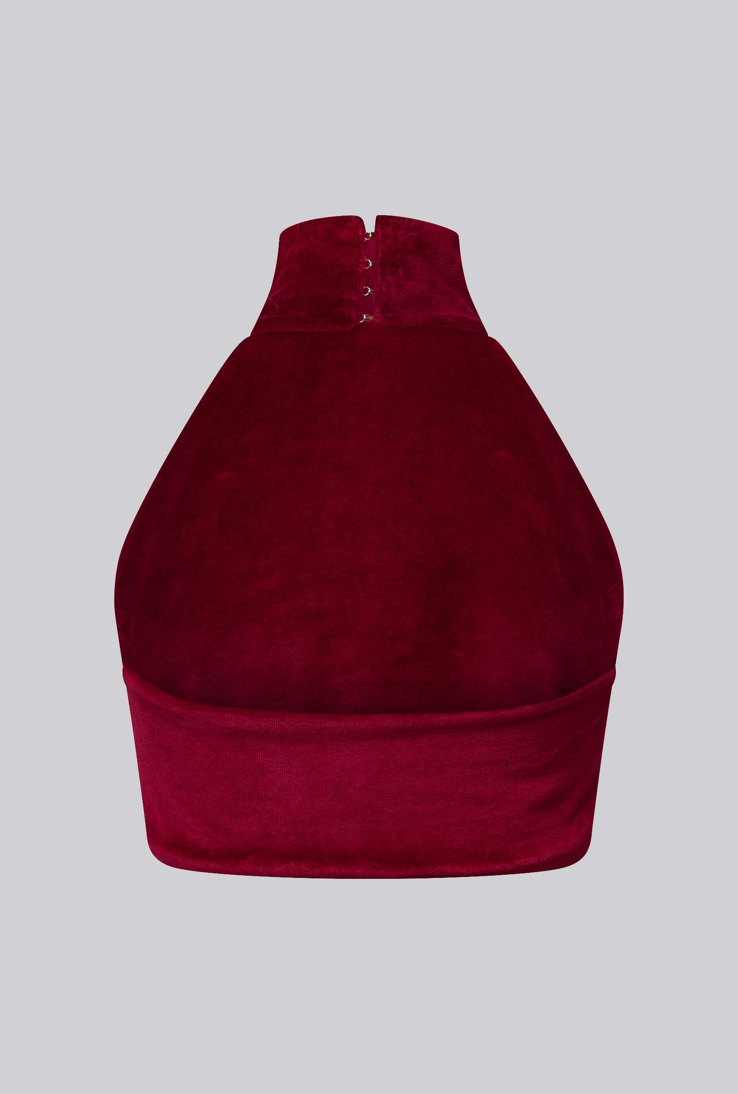 Turtleneck Cropped Top In Magenta Velvet