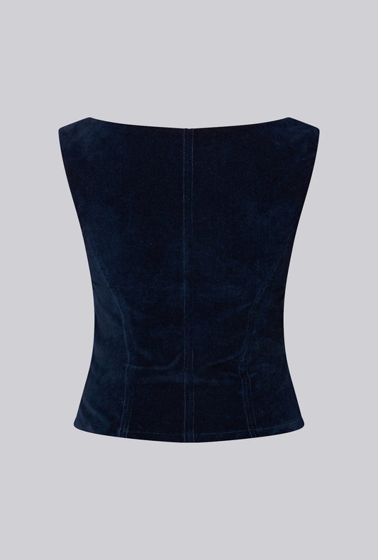 Riding Bustier in Blue Velvet