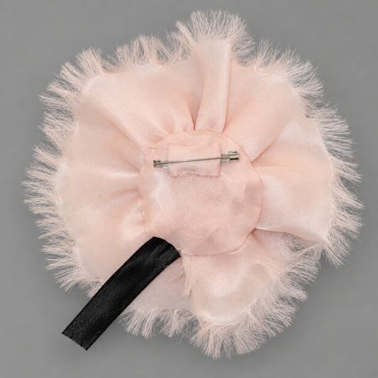 Flower brooch in peach satin