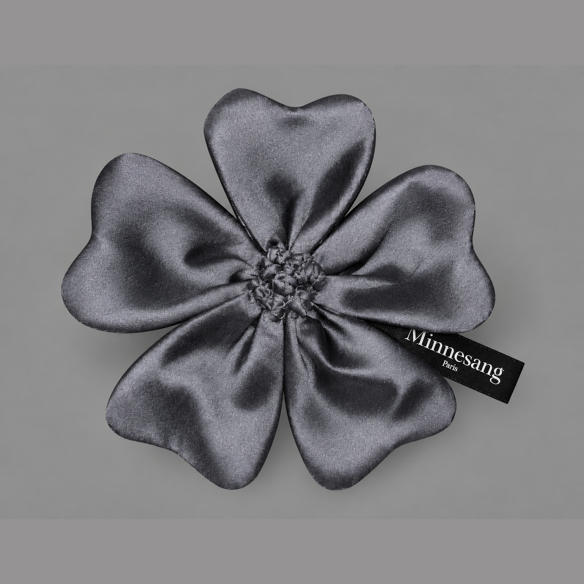Flower brooch in black satin