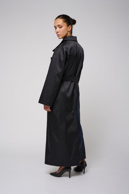 Intarsia Coat In Satin Duchess