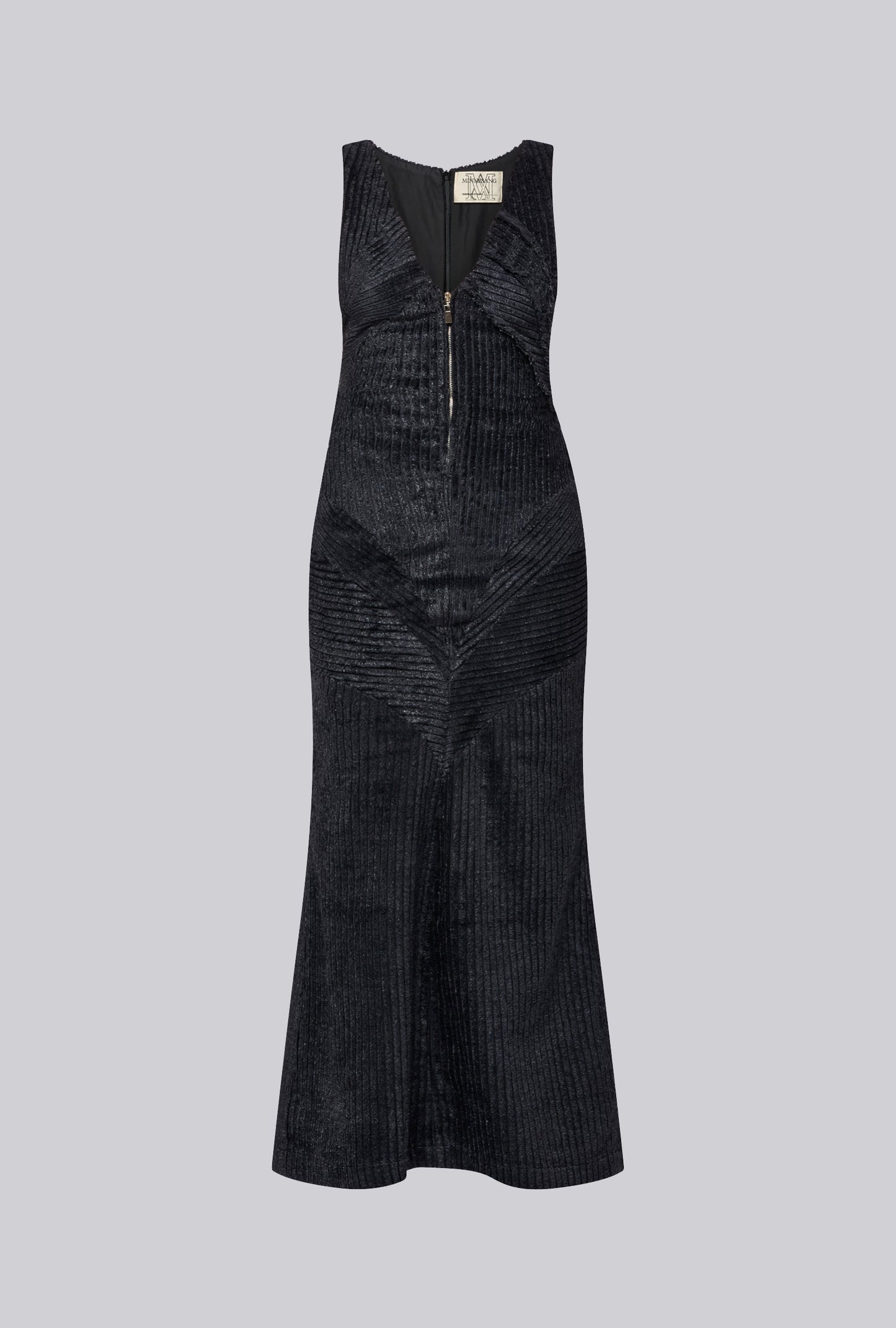 Intarsia Dress In Carbon Black Velvet Canvas