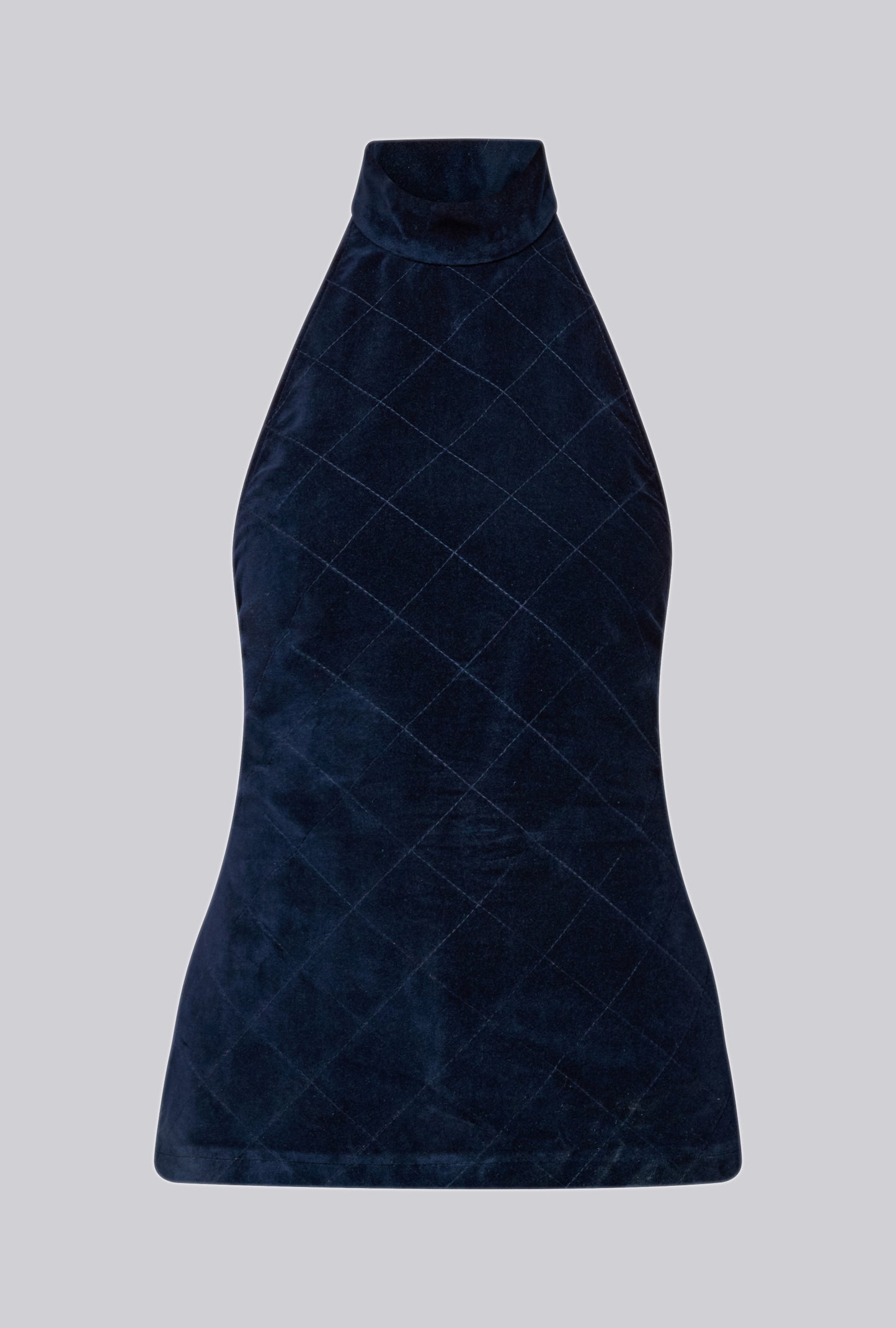 Turtleneck Quilted Top In Midnight Blue Velvet
