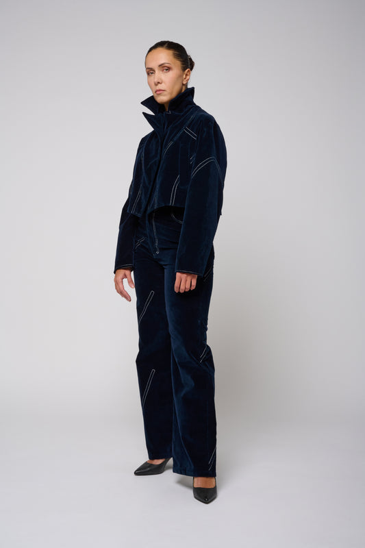 Virginie Jacket In Midnight Blue Velvet