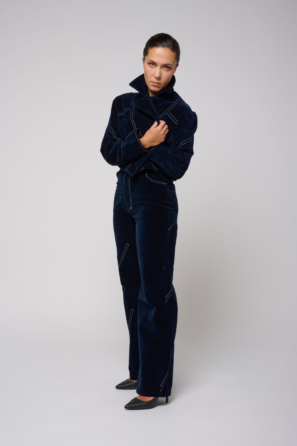 Virginie Jacket In Midnight Blue Velvet