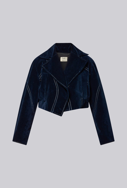 Virginie Jacket In Midnight Blue Velvet